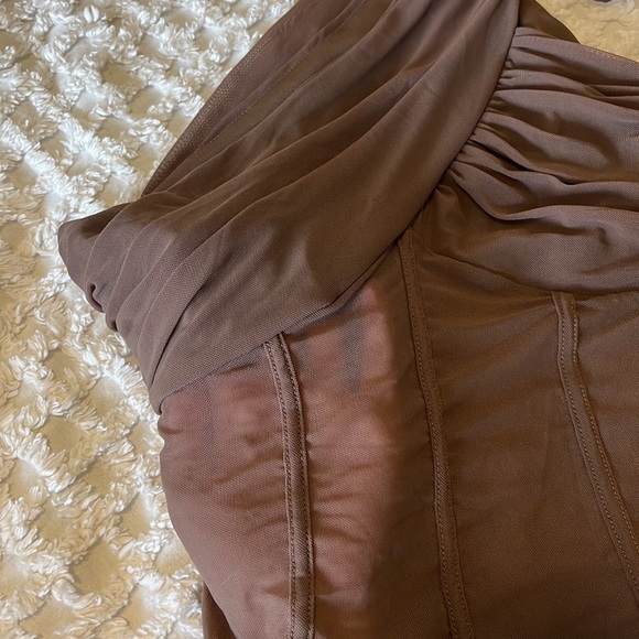 Corset One Shoulder Bodysuit Sheer with ties - Picture 7 of 7